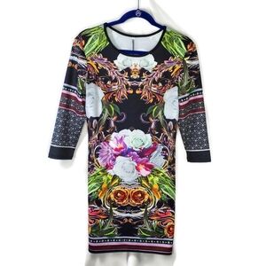 Floral Baroque Rose Scarf Dress Size Medium